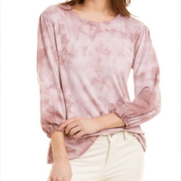 Johnny Was Calme Women's Size M Mauve Tie Dye Bohemian Organic Cotton Blend Top - Picture 1 of 11